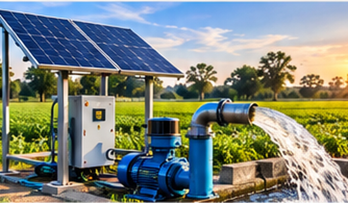 Solar water pump with photovoltaic panels